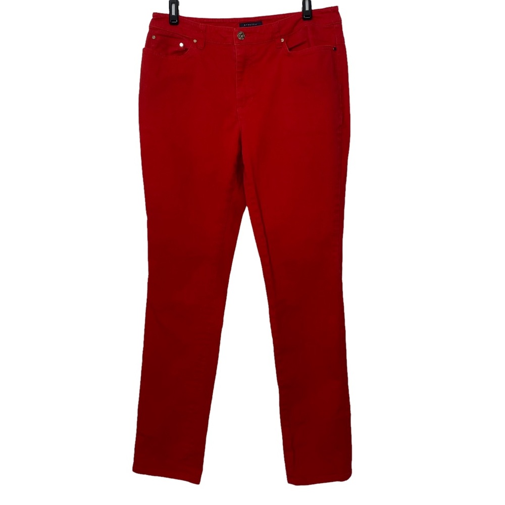 ANNE KLEIN Red Denim Jeans Size 8